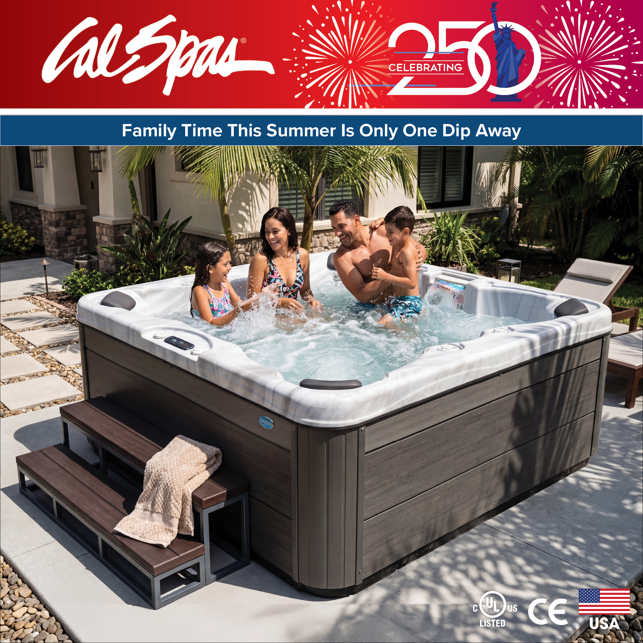 Calspas hot tub being used in a family setting - Lafayette